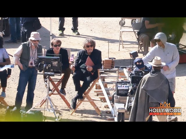Al Pacino films 'Billy Knight' with Patrick Schwarzenegger and Charlie Heaton in Los Angeles