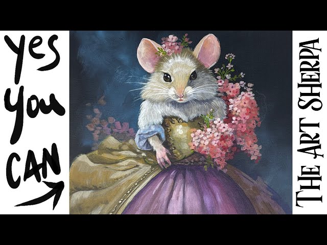 Fantasy princess Mouse 🌟🎨 How to paint acrylics : Paint Night at Home