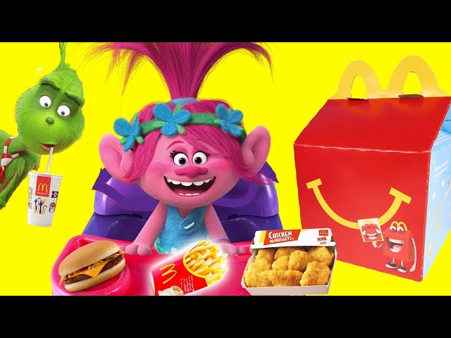 Dreamworks Trolls Happy Meal Lunch at DIY McDonalds Playset with PlayDoh Food