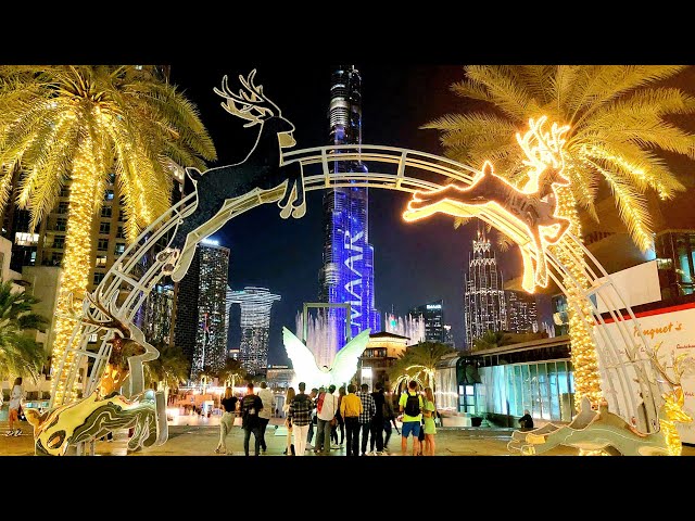 DUBAI Beautiful in Christmas |4K| Downtown Dubai Night Walk 🇦🇪 2022