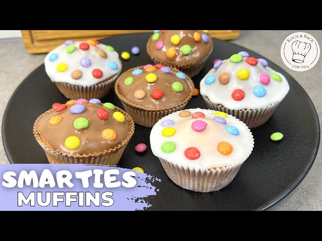 Leckere Smarties Muffins | Schnelle Kindergeburtstag Muffins🥳 (einfach & schnell)