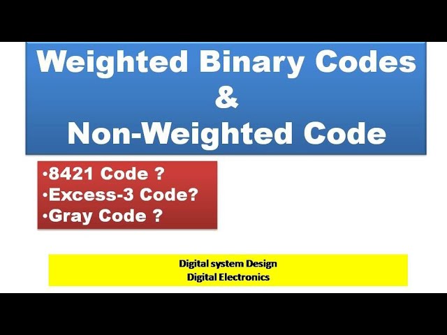 Unit 1 L2 | Weighted Code | Non- weighted Codes | Excess 3 Code | BCD Code| DSD KEC 302