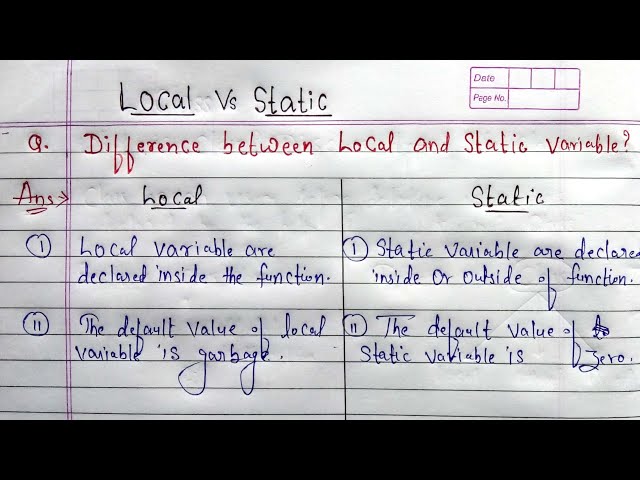 Difference between Local and Static variable | Local variable Vs Static variable