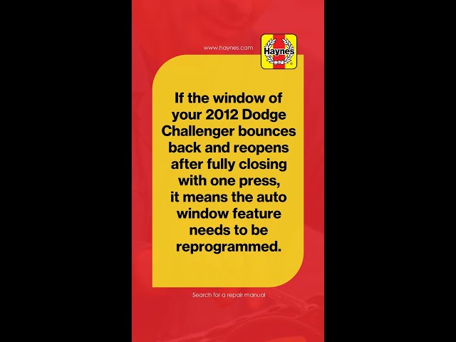 2012 Dodge Challenger Auto Window Problem