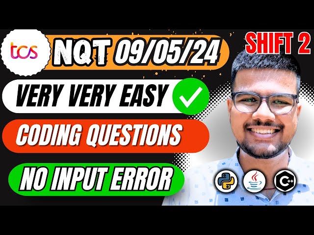 TCS 9 May Shift 2 Exam Coding Questions & Solution | Very Easy Question | #python #java #cpp