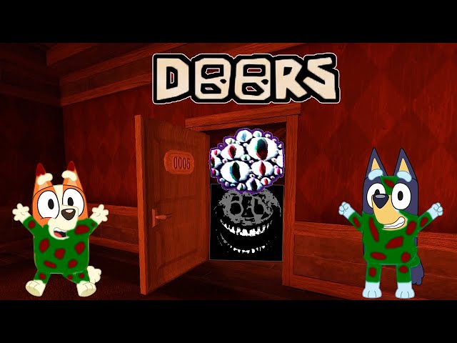Zombie Bluey and Bingo trying to SURVIVE in Doors in Roblox