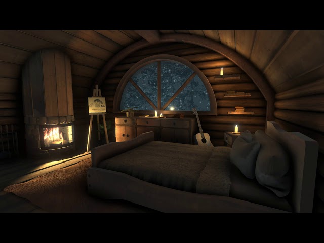 Cozy Winter Ambience | Fireplace sound | Sleep, Study, Meditation 10 hours