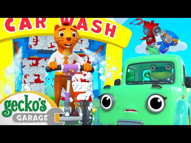 Runaway Car Wash | Gecko's Garage | Cartoons For Kids | Toddler Fun Learning