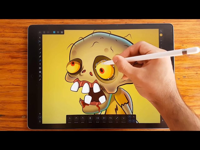 Drawing Zombie Character Design for Games with Affinity Designer on IPAD PRO