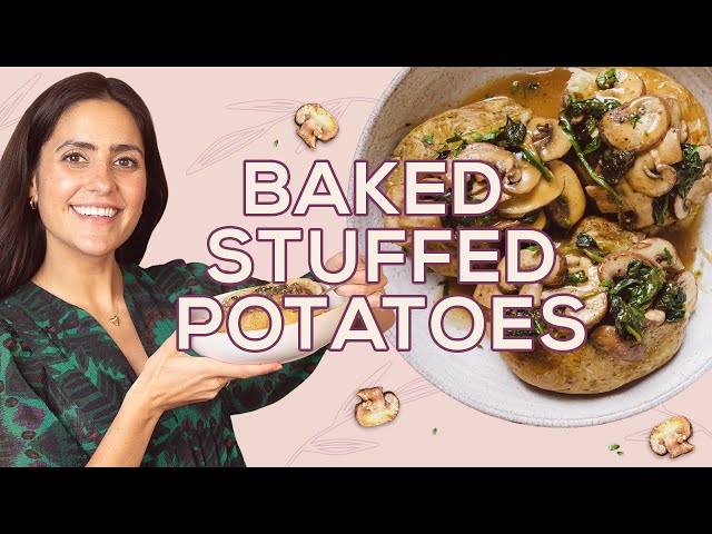 Stuffed Potatoes Recipe with Mushroom and Spinach - Two Spoons