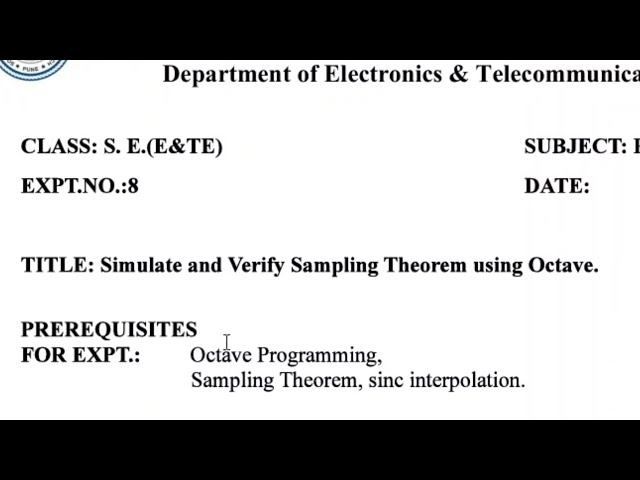 PCS exp 8 | Sampling Theorm SPPU