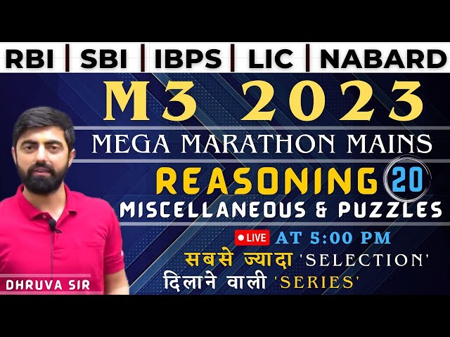 M3 2023 Session - 20 || Free Mains Practice Course || IBPS/SBI/PO/Clerk 2023 || By Dhruva Sir