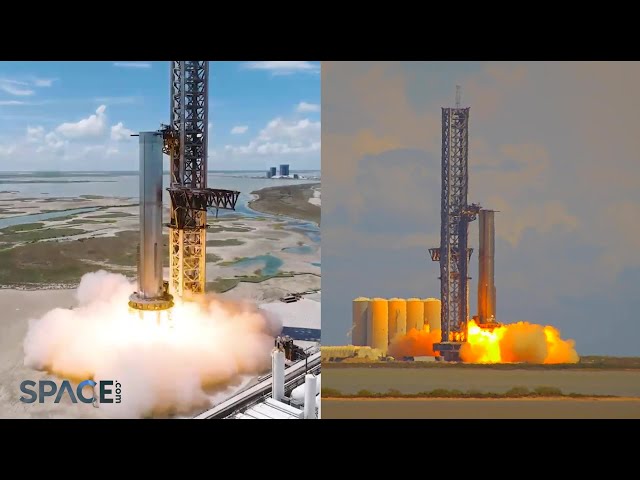 SpaceX Super Heavy booster's 7 engine test in views from Rocket Ranch & Elon Musk