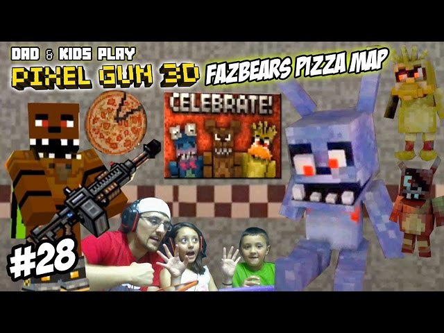 Dad & Kids play PIXEL GUN 3D! Freddy Fazbears Pizza Map! SCARY PIZZERIA w/ David After Dentist? FNAF