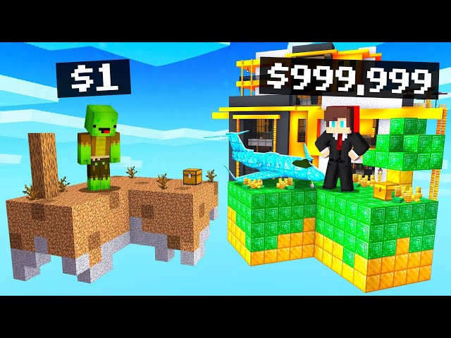 $1 vs $999,999 SKYBLOCK Survival Battle in Minecraft
