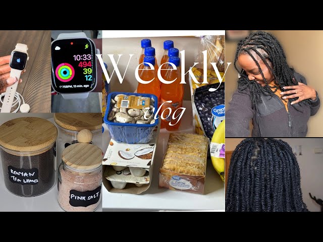 BRAIDING MY HAIR AT HOME/WEEKLY GROCERY SHOPPING/NEW APPLE WATCH ⌚️