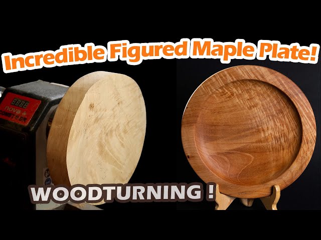 Woodturning an incredible figured maple plate, Asmr