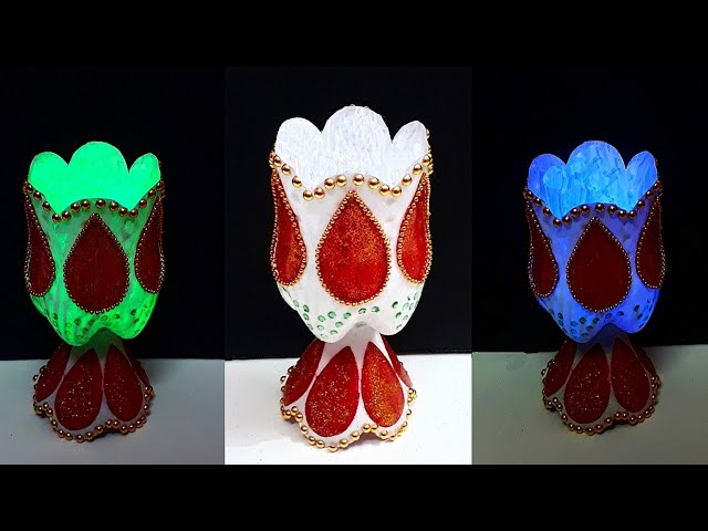 Tealight holder made from waste Plastic Bottle| Christmas/home decoration ideas