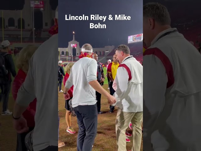 Lincoln Riley & AD Mike Bohn After the 30-14 USC victory Over Washington St.