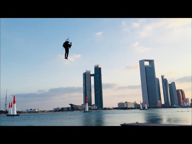 World's only JetPack flies at the Red Bull Air Race in Abu Dhabi.
