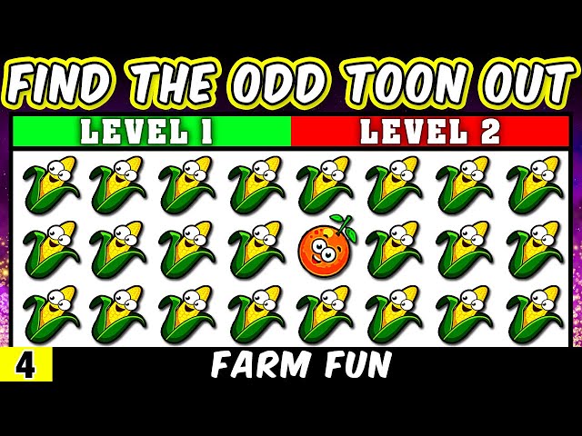 Farm Fun - Find the Odd One Out for Kids | Emoji Brain Games Ep 4 | Odd Toon Out Puzzles