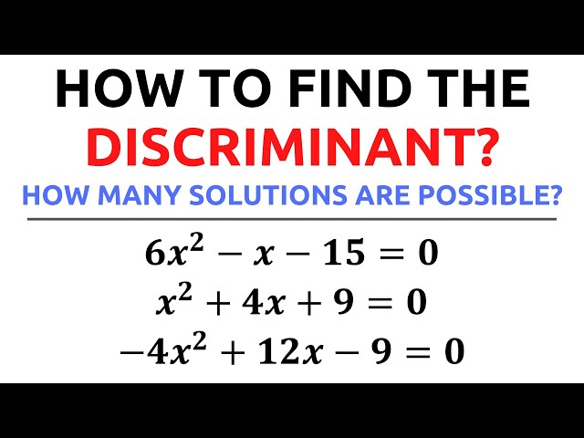 How to Find the Discriminant & Number of Solutions for a Quadratic Equation | Easy Explanation