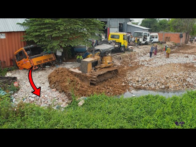 project build ! New Road Uninstall The Lake Pour soil around the house by Dozer Push Soil & Truck