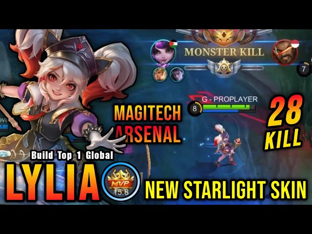 28 Kills!! Magitech Arsenal Lylia New STARLIGHT Skin!! - Build Top 1 Global Lylia ~ MLBB