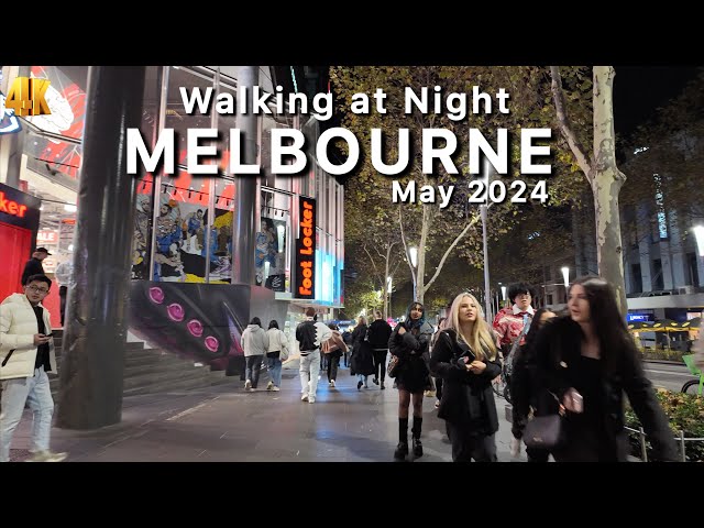 Melbourne City Walk at Night Autumn Vibes 2024 Australia