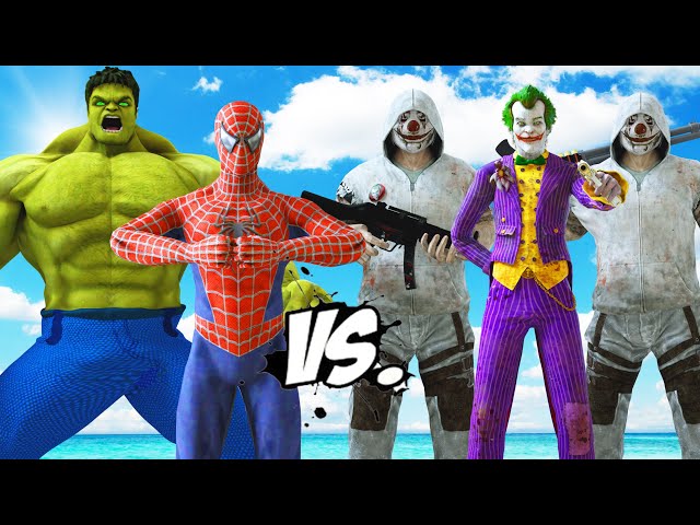 SPIDER-MAN & BIG HULK VS JOKER & JOKER THUGS - SUPER EPIC BATTLE | KjraGaming
