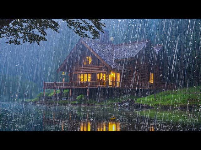Relaxing Rain for Deep Sleep - Heavy Rain, Strong Wind and Thunder in the Foggy Forest At Night #3