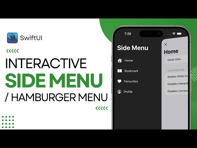 Interactive Side Menu / Hamburger Menu - iOS 17 - Xcode 15