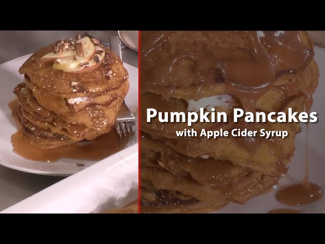 Pumpkin Pancakes with Apple Cider Syrup - Cooking Made Easy with June