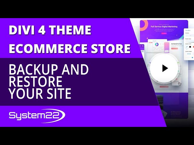 Divi 4 Ecommerce Backup And Restore Your Site 👈