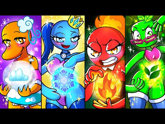 [Animation]Fire, Water, Air, Earth 🔥🧊🌿🌍 Four Elements in Rainbow Friends Compilation| Roblox Cartoon
