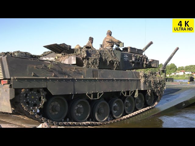 4Kᵁᴴᴰ Verbindungsbolzen an M3 Fähre bricht während Leopard 2 geladen wird. Crew reagiert souverän.