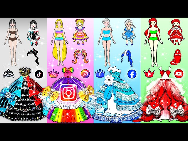 [🐾paper Diy🐾] Social Network Mother and Daughter Dress Up Contest | Rapunzel Compilation 놀이 종이