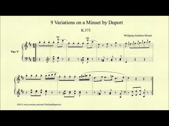 Mozart, 9 Variations on a Minuet by Duport, K 573, Var V