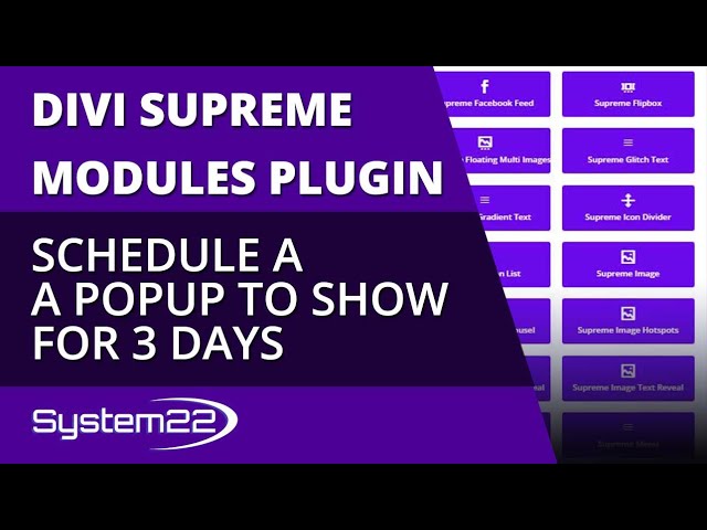 Divi Supreme Modules Schedule A Popup To Show For 3 Days 👍