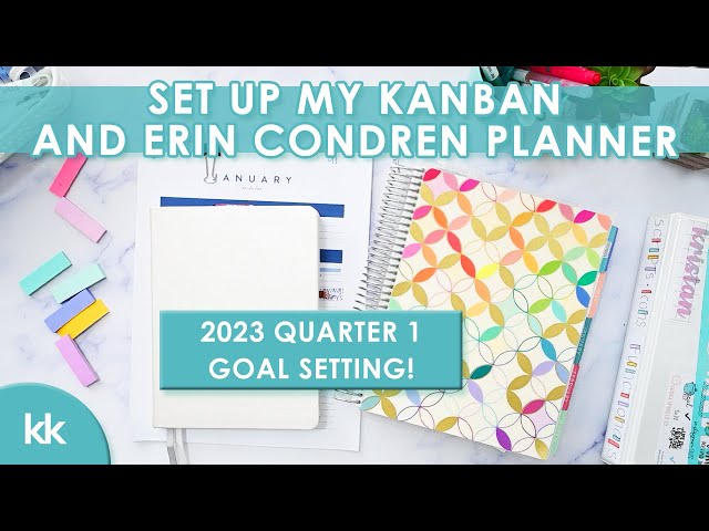 Kanban Board Setup and Erin Condren 12 Boxes Goal Pages Setup my Quarter 1 2023 Goals Plan With Me