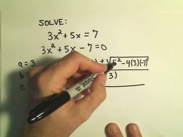 Solving Quadratic Equations using the Quadratic Formula - Example 3