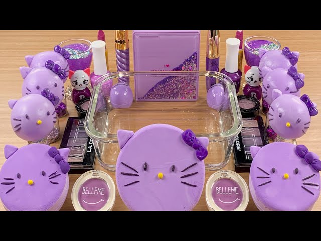 Lavender Hello Kitty w CLAY★Mixing Makeup Eyeshadow Glitter into SLIME★ASMR★Satisfying Slime#070