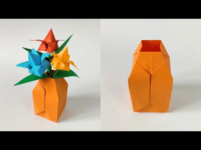 Origami FLOWER VASE | How to make a paper vase