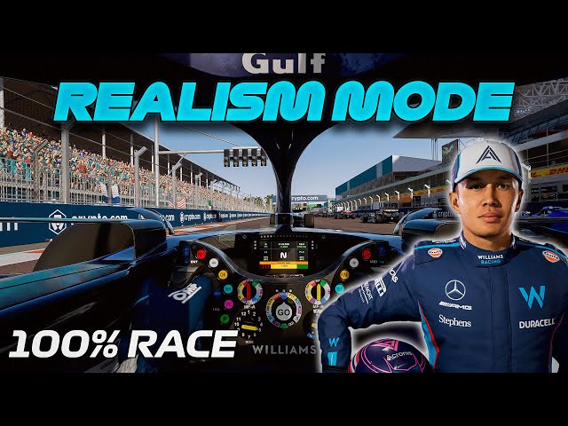 F1 23 Realism Mode - Alex Albon - Miami, USA [100% Race + Cockpit + No HUD]