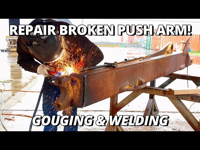 Repair BROKEN End on D8 Dozer Push Arm | Gouging & Welding