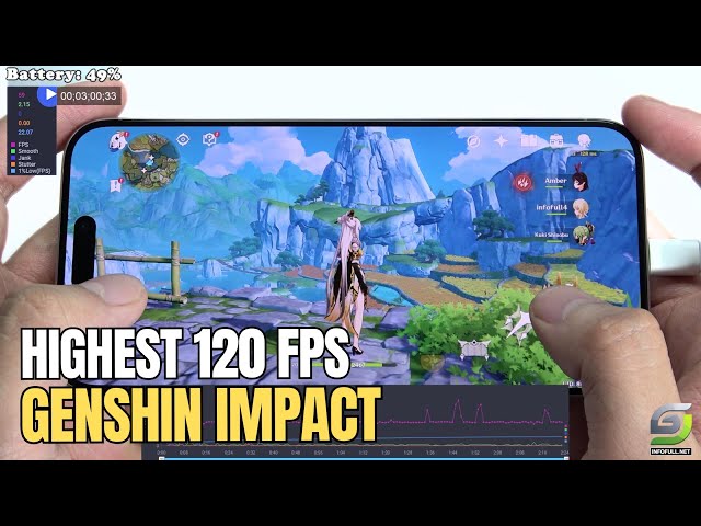 iPhone 15 Pro Max test game Genshin Impact Max Graphics | Highest, 120 FPS