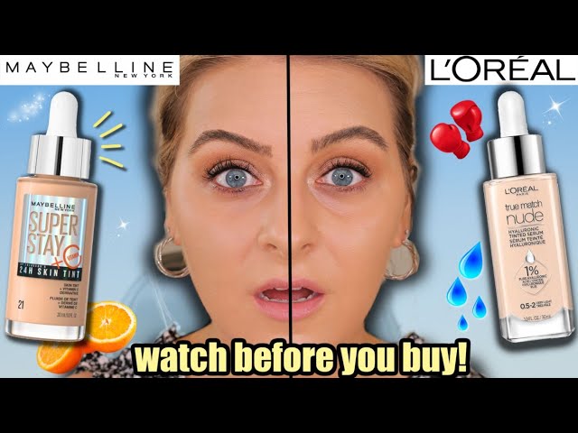 NEW! *Maybelline Skin Tint vs. L'oreal Hyaluronic Tinted Serum* | 10 Hr. Wear Test Comparison!