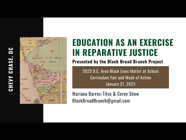 Education as an Exercise in Restorative Justice: D.C. Area BLM at School Curriculum Fair 2023