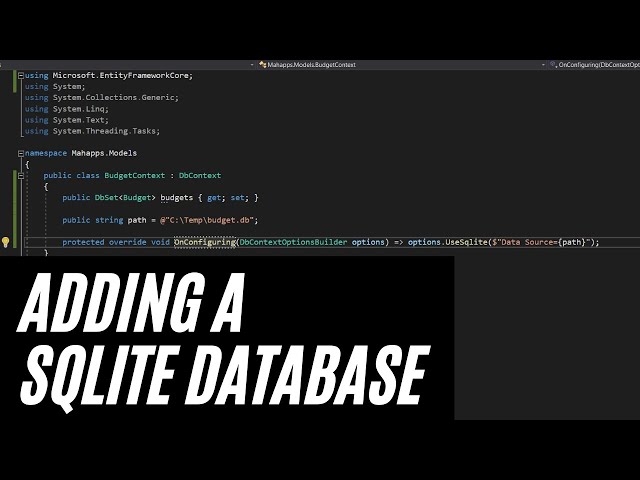 Adding a SQLite Database using EF Core -  Make a Modern WPF Desktop App Part 9