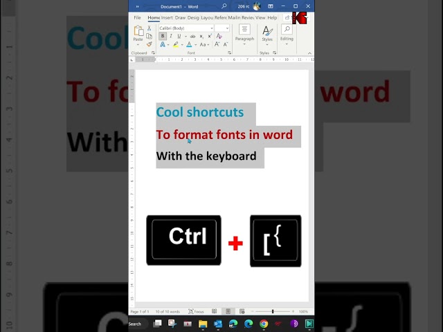 3 cool keyboard shortcuts in Word to format fonts #shorts